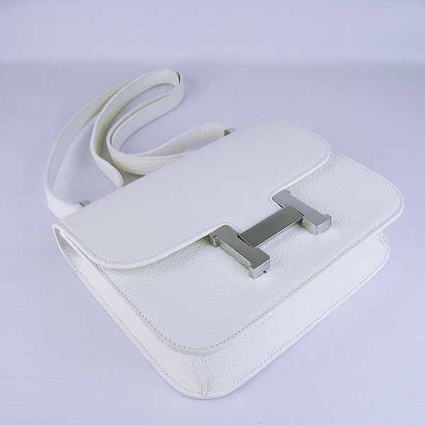 7A Hermes Oxhide Leather Message Bag White H017 - Click Image to Close